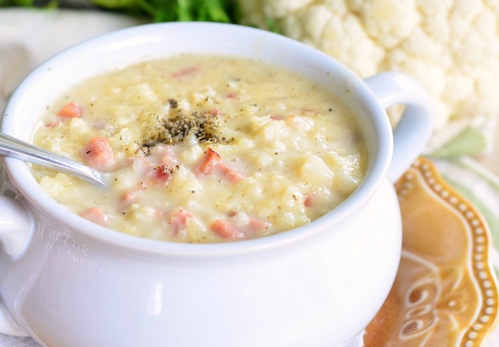 Creamy Cauliflower Ham and Cheese Keto Soup