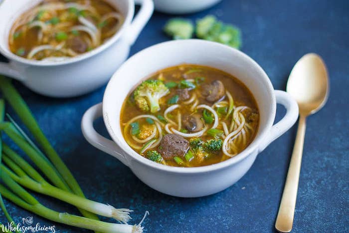 Keto Instant Pot Spicy Beef and Broccoli Zoodle Soup
