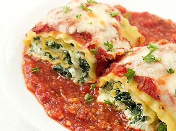 Spinach Lasagna Roll-Ups Vegetarian Dinner Recipes