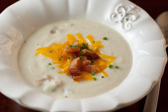 Creamy Cauliflower Keto Soup with Bacon, Cheddar, and Chives